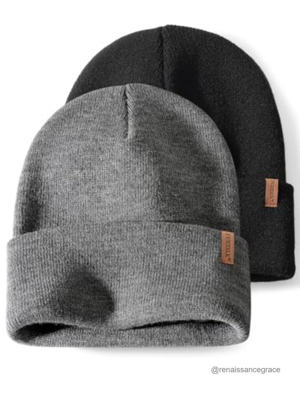 Cuffed Beanie Winter Knit Skull Cap 2 Pack Acrylic